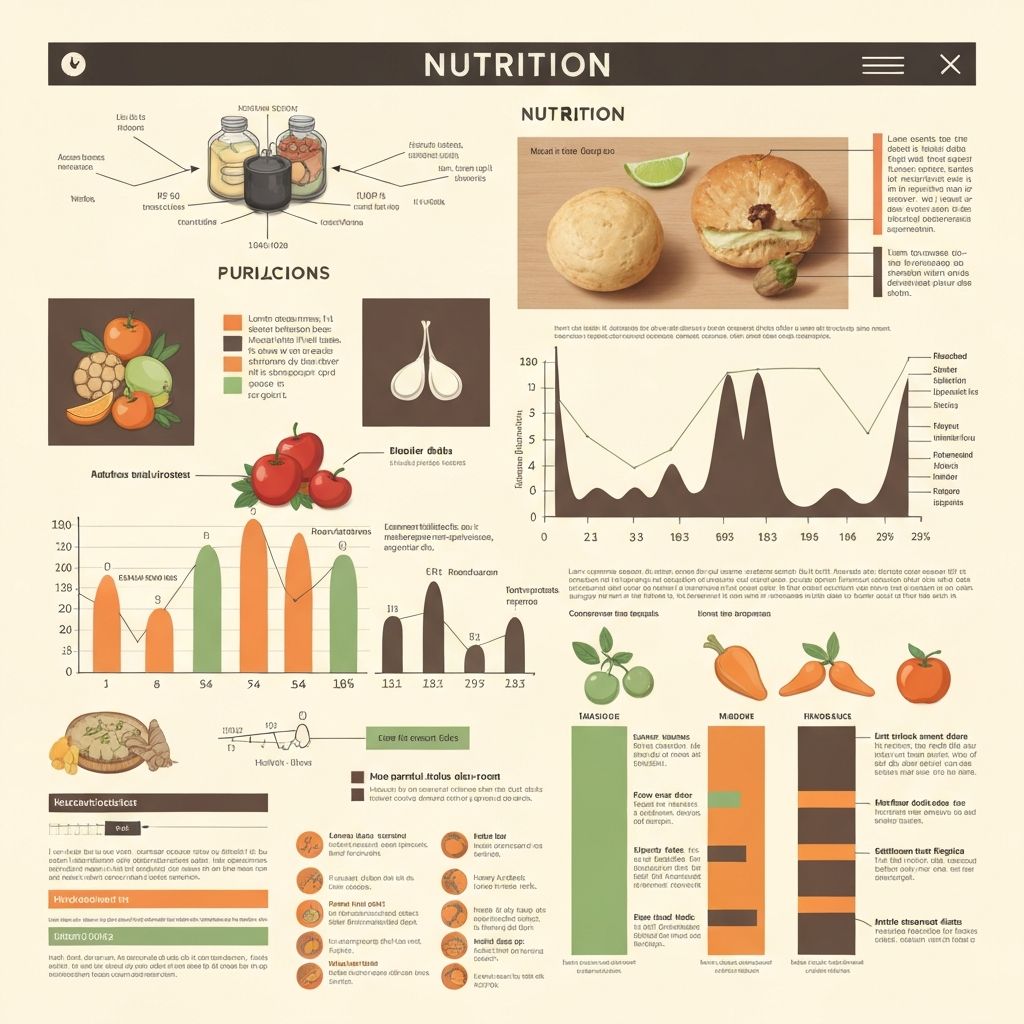 Professionelle Diagramme und Datenvisualisierungen über Ernährung, wissenschaftliche Grafiken und Diagramme im Bildungsstil